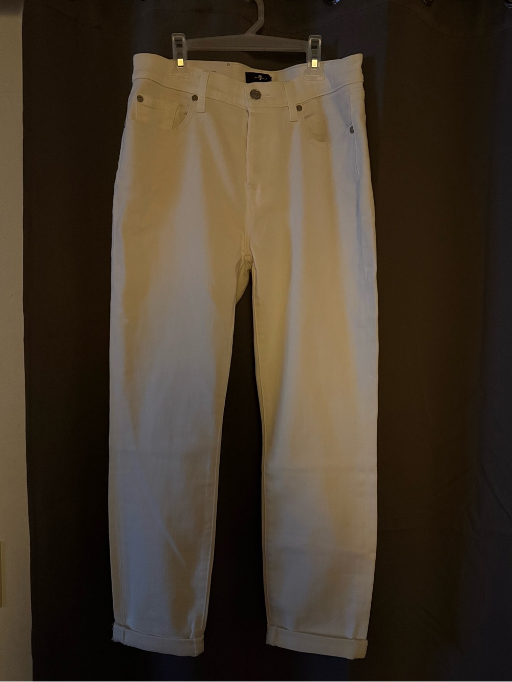7 For All Mankind Women’s White Josefina Crop Boyfriend Jeans